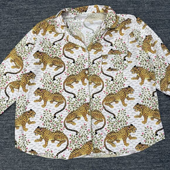 Anthropologie Print Fresh Pajamas Women 1X Bagheera Cheetah Big Cat Organic - Picture 13 of 16